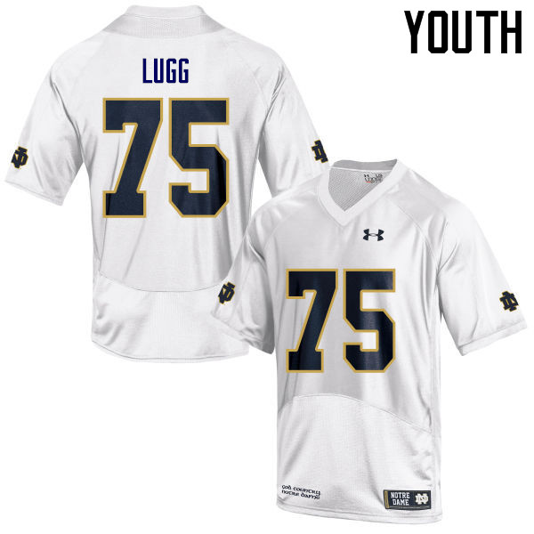 Youth NCAA Notre Dame Fighting Irish #75 Josh Lugg Stitched College Under Armour Authentic White Football Jersey AN10H83UX